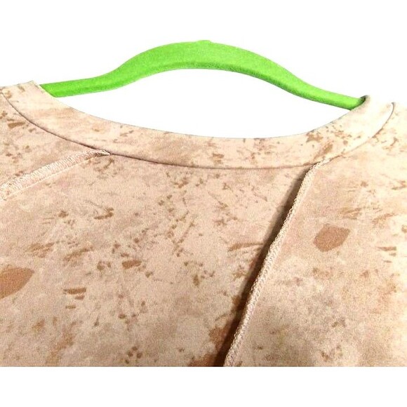 Top Women's 1X Stone Wash Pink Tan Gathered Long Sleeve Sweatshirt Lightweight - Picture 4 of 8